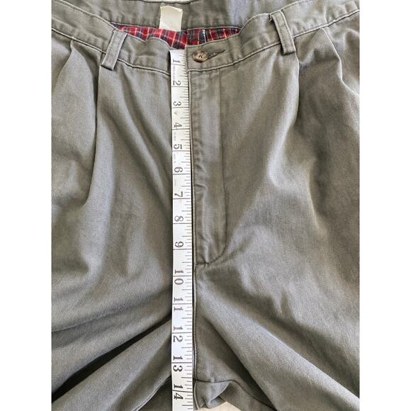 L.L. Bean Warm Double Flannel Layered Green Pleat Front Thermal Pants Sz 42x32‎ - Picture 9 of 10